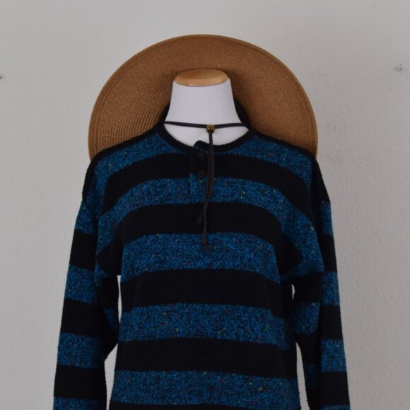 Vintage 90s Striped Acrylic/Wool Scoop neck Sweater - Picture 5 of 10